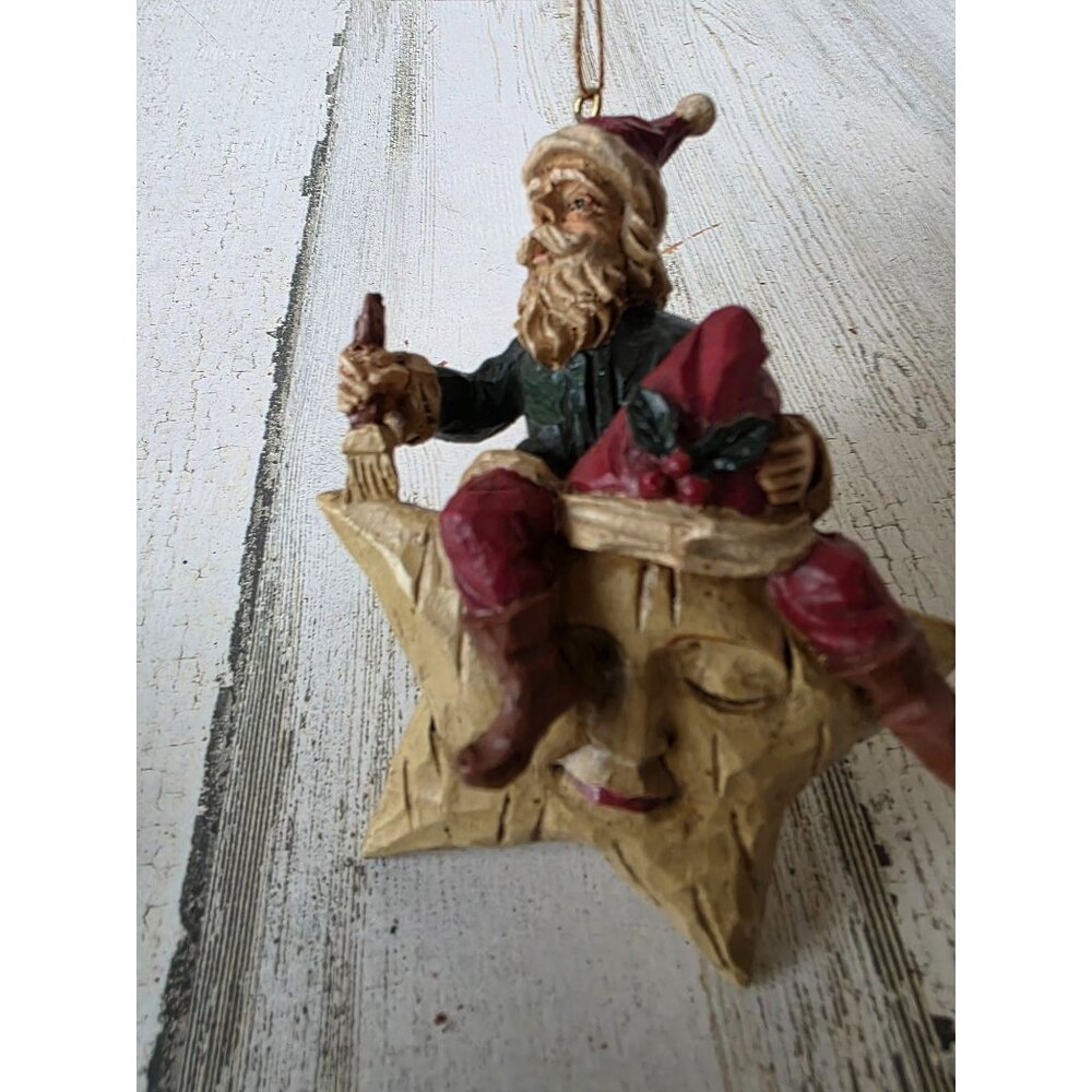 Vintage‎ applause Santa star painting ornament unique Xmas tree